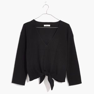 Madewell black tie-front top, size S, nwt